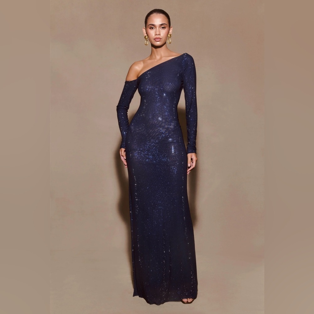 Meshki US Marcia Diamante Long Sleeve Maxi
Dress